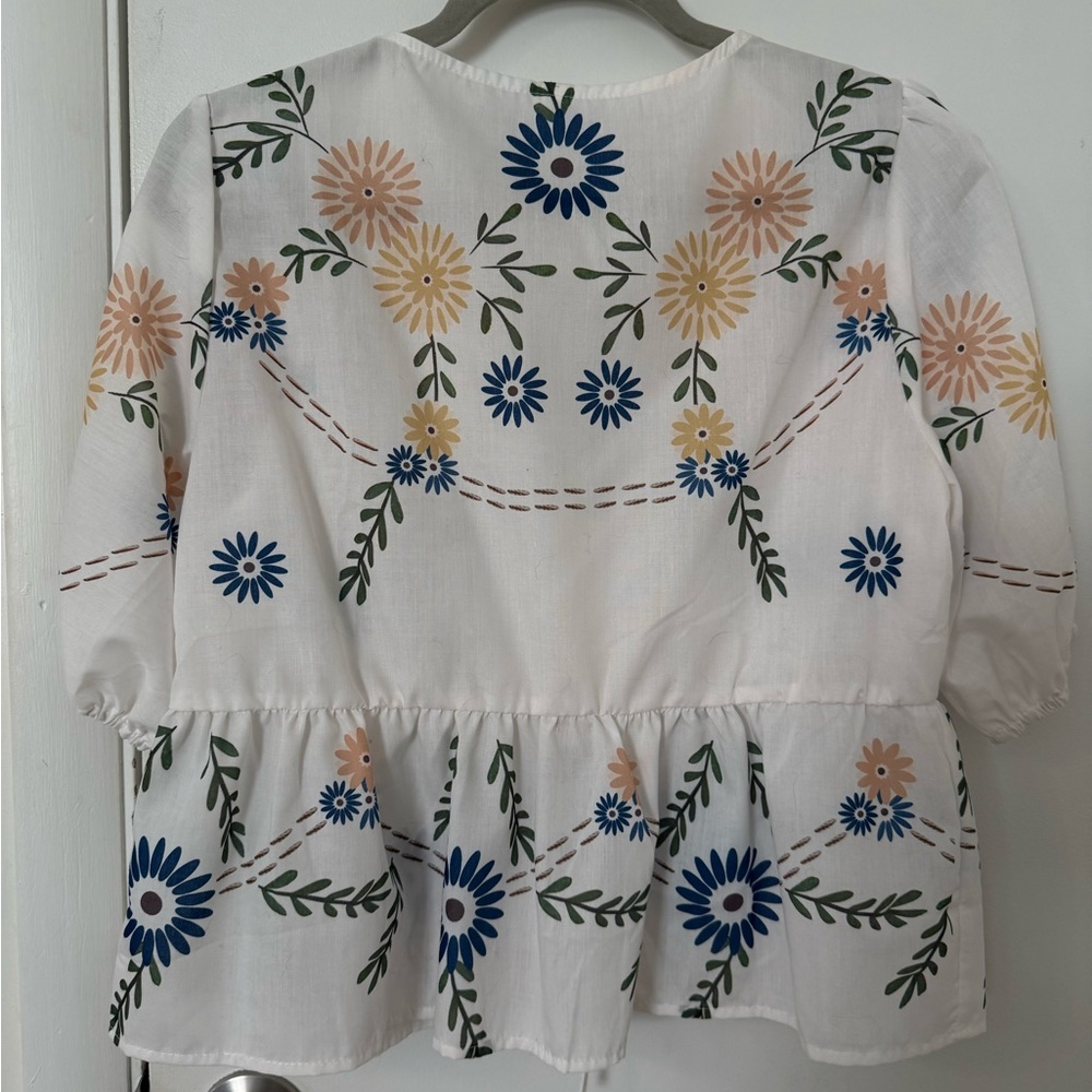 Floral Tie Front Blouse